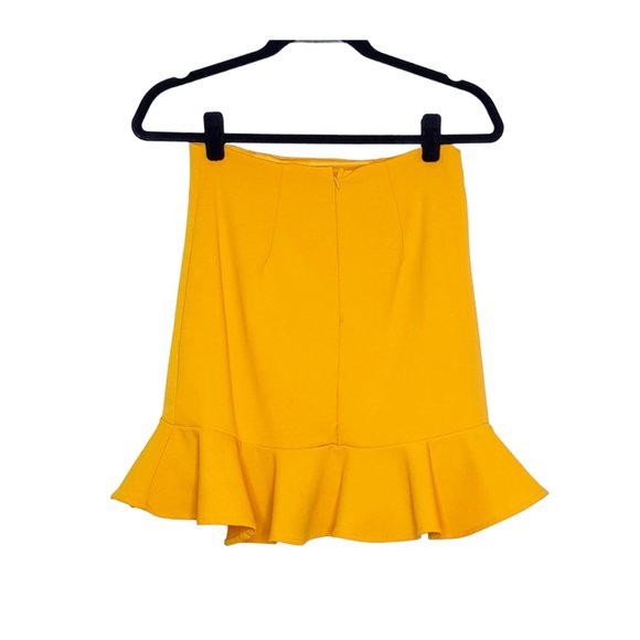 Saint & Secrets Size 10 Mustard Yellow Frill Button Pencil Skirt - Picture 2 of 3